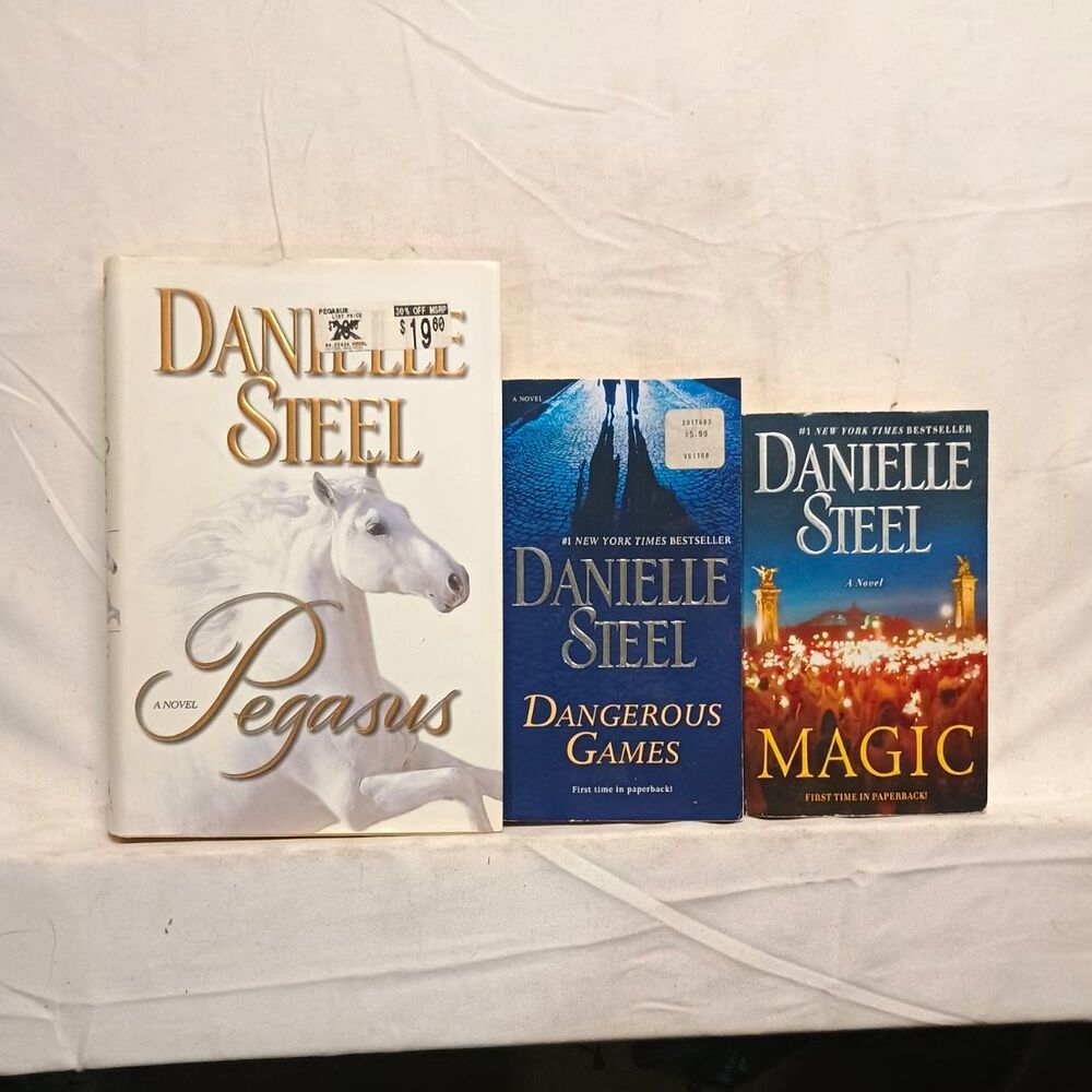 Danielle Steel 3 Book Lot Pegasus Dangerous Games Magic Hardcover Paperback